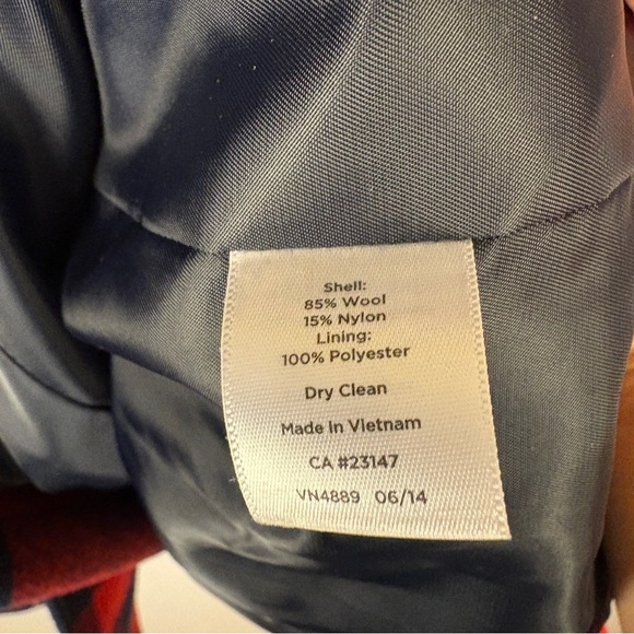 Talbots Red Buffalo Plaid Wool Coat Preppy Classic - Picture 8 of 8